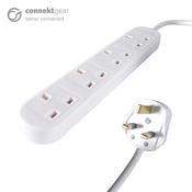 connektgear 5m 4 Way Power Extension Block - UK Plug to 4 x UK Sockets - White image