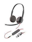 Poly Blackwire 3225 Stereo USB-C Headset 3.5mm Plug USB-CA Adapter Bulk image