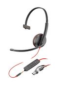 Poly Blackwire 3215 Monaural USB-C Headset 3.5mm Plug USB-CA Adapter Bulk image