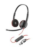 Poly Blackwire 3220 Stereo USB-C Black Headset USB-CA Adapter Bulk image