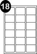 A4 Multipurpose Labels 18 Per Sheet 63.5 x 46.6mm White Pk of 100 Sheets 1800 labels