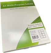 A4 Multipurpose Labels 8 Per Sheet 99.1 x 67.7mm White Pk of 100