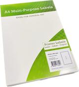 A4 Multipurpose Labels 1 Per Sheet 199.6 x 289mm White Pk of 100