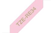 Brother TZE-RE34 label-making tape Gold on Pink image