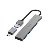 Hama 00200141 interface hub USB 3.2 Gen 1 3.1 Gen 1 Type-A 5000 Mbits Grey