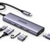 Ugreen 15596 laptop dockport replicator Wired USB 3.2 Gen 1 3.1 Gen 1 Type-A  Type-C Aluminium image