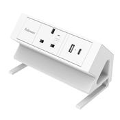Fellowes Power Desk Socket with 1 Power Socket 1 USB-A &amp; USB-C Ports White image