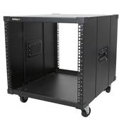 StarTech.com 4-Post 9U Mobile Open Frame Server Rack Four Post Network Rack with Wheels 19 Rolling Rack for HomeOffice Narrow Floor Spaces Small Data Rack for ComputerAVIT Equipment - TAA Compliant