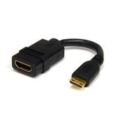 StarTech.com 5in Mini HDMI to HDMI Adapter - 4K High Speed HDMI Adapter - 4K 30Hz Ultra HD High Speed HDMI Adapter - HDMI 1.4 - Gold Plated Connectors - UHD Mini HDMI Adapter 4K - Black image