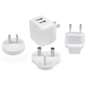 StarTech.com Dual-port USB wall charger - international travel - 17W3.4A - white image
