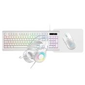 VIDA GAMER WHT 4IN1 USB KB MS HS KIT keyboard Mouse included Gaming QWERTY UK English White image