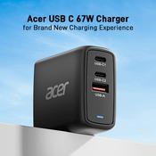 Acer 67W PD Charger USB Port 2C1A UK Plug 100W USB-C Cable Black image