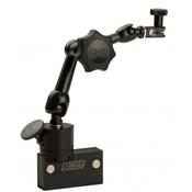 Noga NF1033 Noga Magnetic Base Permanent Magnet Dimensions : W16 x L60 x H32. Magnet force . : 280N Bottom arm Length : 56mm Top Arm length : 51mm Weight: : 0.545 Kg. Fine Adjustment : At Base  3/8 bore diameter image