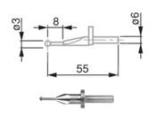 Tesa Ball Probe Carbide Ø6mm Shank, Ø 3 mm, L = 55 mm 00760230