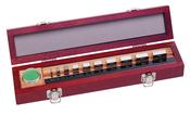 Mitutoyo 516-106-10 Micrometer Check Set Description : Mitutoyo Micrometer Check set Metric Gauge Blocks : 2.5mm 5.1mm 7.7mm 10.3mm 12.9mm 15.0mm 17.6mm 20.2mm 22.8mm 25.0mm. Accuracy : Grade 0 Optical Parallel : 30mm diameter image