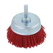 Cup Brush With Abrasive Nylon, Red With Shank, 70 mm image
