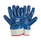 Blue Nitrile (Nbr) Gloves, Fully Coated, Jersey Linning, Safety Cuff, 10''