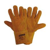 Yellow Cow Split Leather Gloves, Wing Thump, Cuff Outside Sewing, 11''