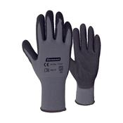 Grey Nylon Knitted Lining Gloves, Black Nitrile (Nbr), Palm Double Coated, Rough Finish, Knitted Cuff, 8''/M image