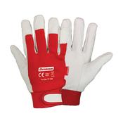 Grey Pig Skin Leather, Red Fabric, Keystone Thumb, Red Elastic Cuff, Velcro Style, 10''/Xl