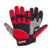Gloves, Black Leather, Reinforced Thumb And Fore Finger, Double Palm, Velcro Adj, 8''/M
