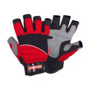 Gloves, Black Leather, Reinforced Thumb And Fore Finger, Fingerless, Double Palm, Velcro Adj, 10''/Xl