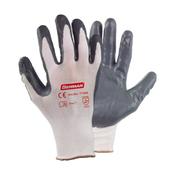 White Nylon Gloves, Knitted Lining, Grey Nitrile (Nbr) Palm Coated, 7''/S