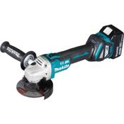 Brushless Angle Grinder 115mm Slide Switch with 2x 5.0Ah batts and DC18RC charger image