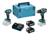 40V Max XGT Combo Kit: Combi Drill, Impact Driver, BL4025 X2, DC40RA, MAKPAC. image