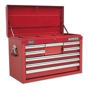 Topchest &amp; Rollcab Combination 15 Drawer with Ball-Bearing Slides - Red &amp; 147pc Tool Kit image