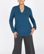 Horseshoe Cable V Neck Ink Marl
