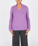 Horseshoe Cable V Neck Orchid