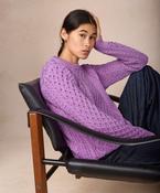 Blasket Honeycomb Stitch Womens Aran Sweater Lilac Marl
