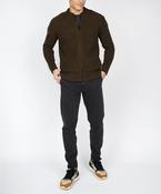 The Rockbrook Merino Zipped Ribbed Cardigan Forest Marl