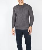 Cuileann Aran Crew Neck Sweater Steel Marl image