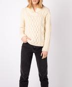 Bramble Aran Shawl Collar Sweater Natural image