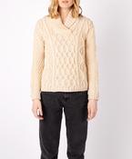 Bramble Aran Shawl Collar Sweater Oatmeal Marl