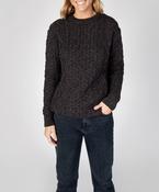 Fearnóg Womens Aran Crew Neck Sweater Anthracite image