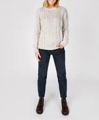 Fearnóg Womens Aran Crew Neck Sweater Silver Marl image