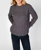 Fearnóg Womens Aran Crew Neck Sweater Steel Marl image