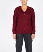 Ash Aran Zipped Hooded Jacket Claret