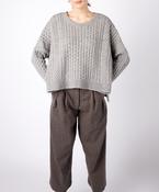 Sorrell Cropped Aran Sweater Pearl Grey