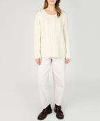 Primrose A-Line Cable Round Neck Sweater Natural image