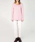 Primrose A-Line Cable Round Neck Sweater Pale Pink image