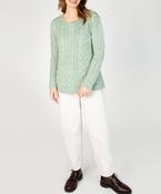 Primrose A-Line Cable Round Neck Sweater Sage Marl image
