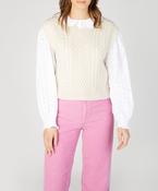 Pansy V-Neck Aran Vest Natural image