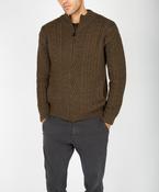 Aran Textured Zipped Cardigan Forest Marl image