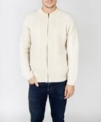 Aran Textured Zipped Cardigan Natural