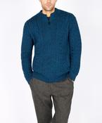 Aran Textured Zipped Cardigan Petrol Marl image