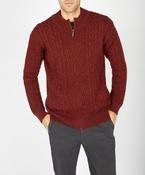 Aran Textured Zipped Cardigan Sable Marl image